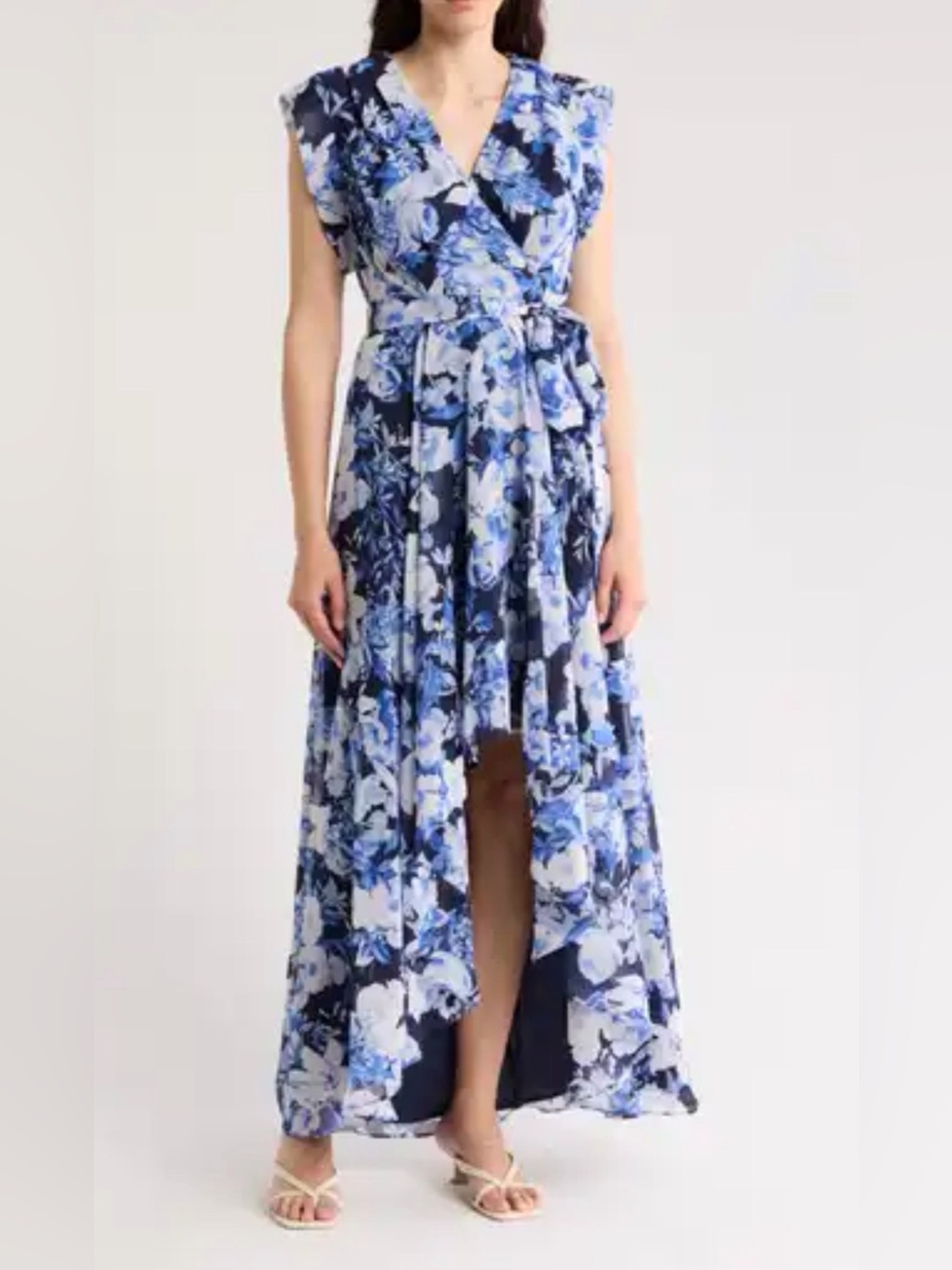 NWT Eliza J Obi Floral Cap Sleeve High-Low Dress - Read Description size 6
